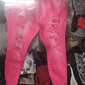 SHEIN Hot Pink Curve Jeans